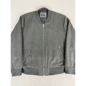 Levi's Womens Wool Blend Rib Knit Bomber Jacket Full Zip Heather Gray 3XL